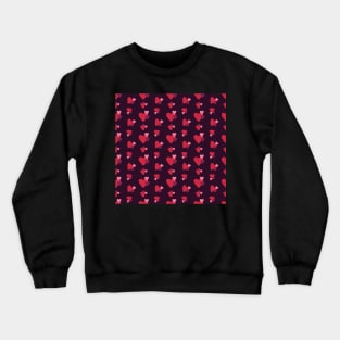 Red Pink and purple hearts seamless pattern on Dark Purple background Crewneck Sweatshirt